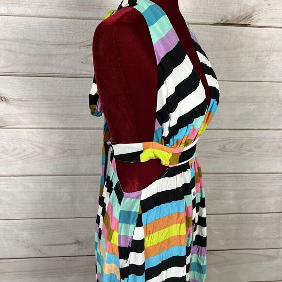 NWT Mara Hoffman Sleeveless Wrap Halter Striped Multicolor Maxi Dress Sz 4 - Picture 11 of 16